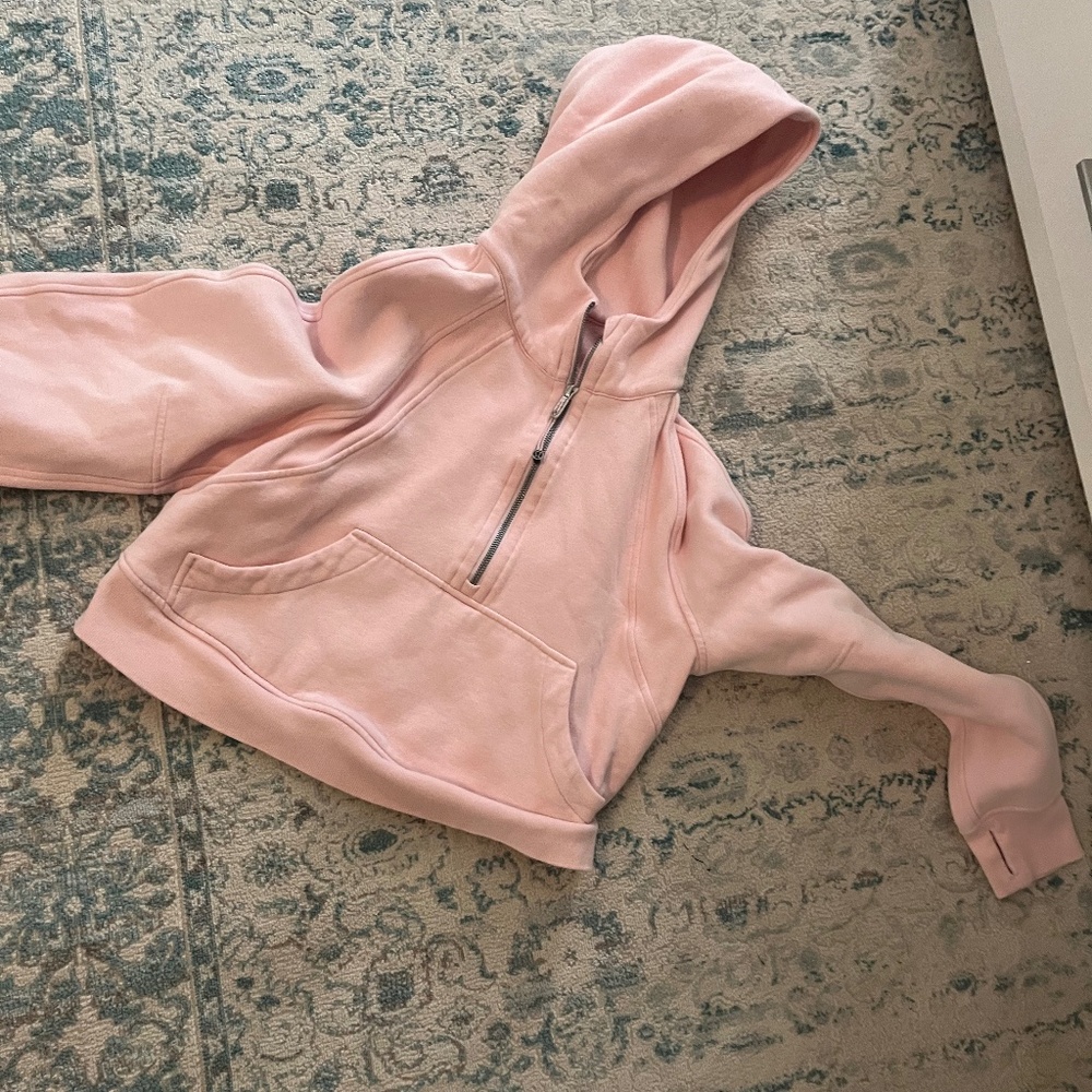 COPY - Scuba oversized cropped half-zip hoodie pink small/ extra small